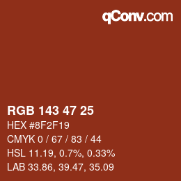 Color code: RGB 143 47 25 | qconv.com