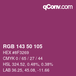 Color code: RGB 143 50 105 | qconv.com