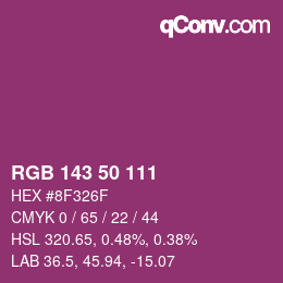 Color code: RGB 143 50 111 | qconv.com