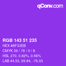 Farbcode: RGB 143 51 235 | qconv.com