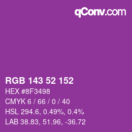 颜色代码: RGB 143 52 152 | qconv.com