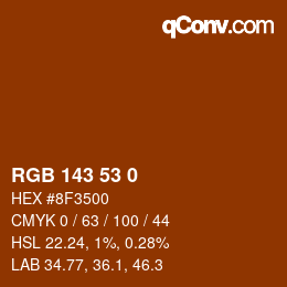 颜色代码: RGB 143 53 0 | qconv.com