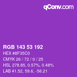 Color code: RGB 143 53 192 | qconv.com