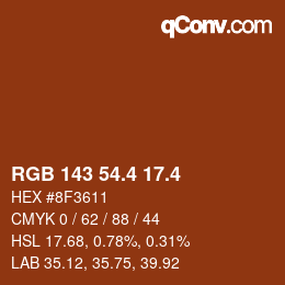 カラーコード: RGB 143 54.4 17.4 | qconv.com