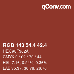 カラーコード: RGB 143 54.4 42.4 | qconv.com