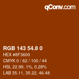 カラーコード: RGB 143 54.8 0 | qconv.com
