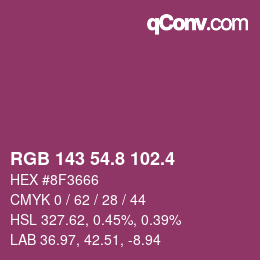 カラーコード: RGB 143 54.8 102.4 | qconv.com