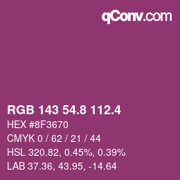 カラーコード: RGB 143 54.8 112.4 | qconv.com