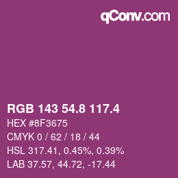 カラーコード: RGB 143 54.8 117.4 | qconv.com