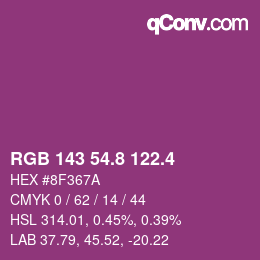 カラーコード: RGB 143 54.8 122.4 | qconv.com