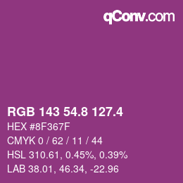 カラーコード: RGB 143 54.8 127.4 | qconv.com