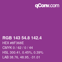 カラーコード: RGB 143 54.8 142.4 | qconv.com