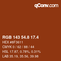 カラーコード: RGB 143 54.8 17.4 | qconv.com