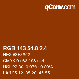 カラーコード: RGB 143 54.8 2.4 | qconv.com