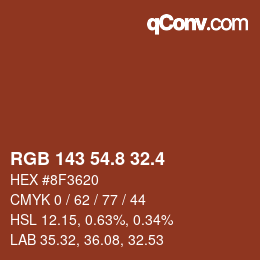 カラーコード: RGB 143 54.8 32.4 | qconv.com
