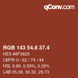 カラーコード: RGB 143 54.8 37.4 | qconv.com