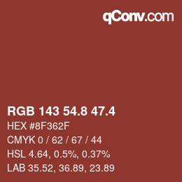 カラーコード: RGB 143 54.8 47.4 | qconv.com