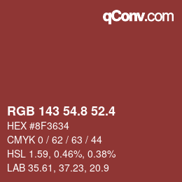カラーコード: RGB 143 54.8 52.4 | qconv.com
