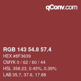 カラーコード: RGB 143 54.8 57.4 | qconv.com
