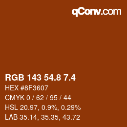 カラーコード: RGB 143 54.8 7.4 | qconv.com