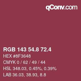 カラーコード: RGB 143 54.8 72.4 | qconv.com