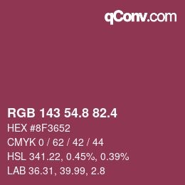 カラーコード: RGB 143 54.8 82.4 | qconv.com