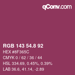 カラーコード: RGB 143 54.8 92 | qconv.com