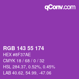 Color code: RGB 143 55 174 | qconv.com