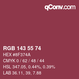 カラーコード: RGB 143 55 74 | qconv.com