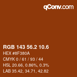 カラーコード: RGB 143 56.2 10.6 | qconv.com