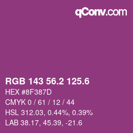 カラーコード: RGB 143 56.2 125.6 | qconv.com