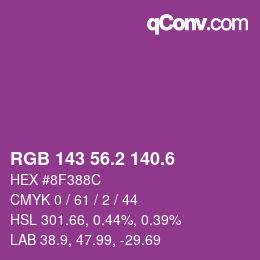 カラーコード: RGB 143 56.2 140.6 | qconv.com