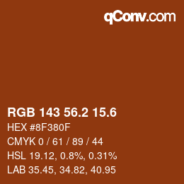 カラーコード: RGB 143 56.2 15.6 | qconv.com
