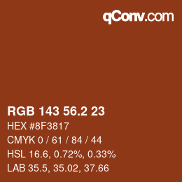 カラーコード: RGB 143 56.2 23 | qconv.com