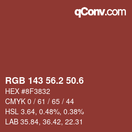 カラーコード: RGB 143 56.2 50.6 | qconv.com