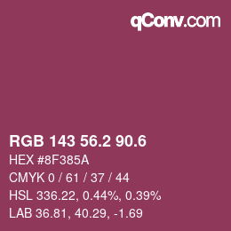 カラーコード: RGB 143 56.2 90.6 | qconv.com