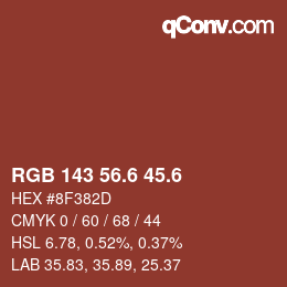 カラーコード: RGB 143 56.6 45.6 | qconv.com