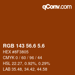 カラーコード: RGB 143 56.6 5.6 | qconv.com