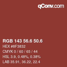 カラーコード: RGB 143 56.6 50.6 | qconv.com