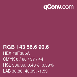カラーコード: RGB 143 56.6 90.6 | qconv.com