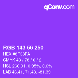 Color code: RGB 143 56 250 | qconv.com
