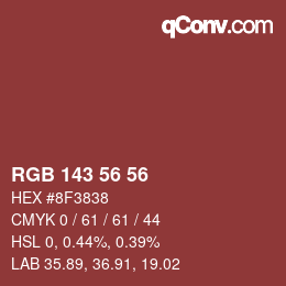 颜色代码: RGB 143 56 56 | qconv.com
