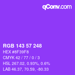 Color code: RGB 143 57 248 | qconv.com