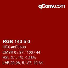 カラーコード: RGB 143 5 0 | qconv.com