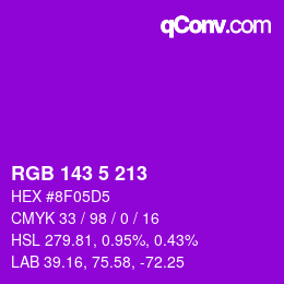 Color code: RGB 143 5 213 | qconv.com