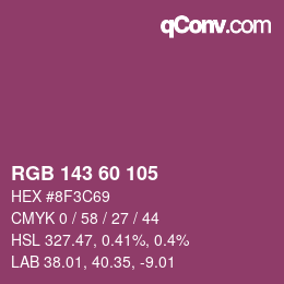Color code: RGB 143 60 105 | qconv.com