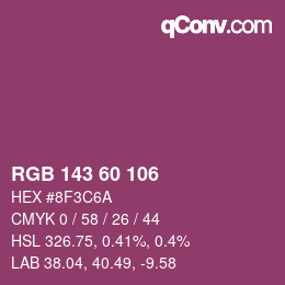カラーコード: RGB 143 60 106 | qconv.com