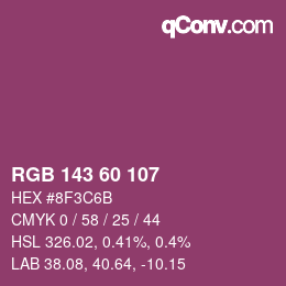 カラーコード: RGB 143 60 107 | qconv.com