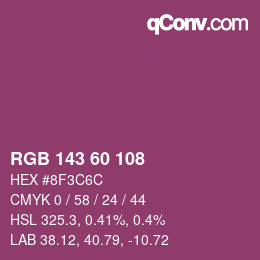 Color code: RGB 143 60 108 | qconv.com