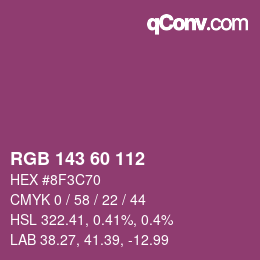 Color code: RGB 143 60 112 | qconv.com